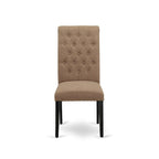 East West Furniture 11 Piece Dining Set- a Dining Table and 10 Light Sable Linen Fabric Chairs(Finish Options)