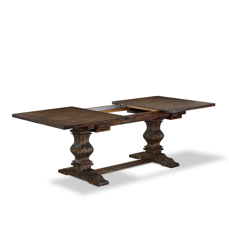 East West Furniture 11 Piece Dining Set- a Dining Table and 10 Light Sable Linen Fabric Chairs(Finish Options)