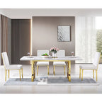 78 inch Faux Marble Dining Table with Geometric Metal Base