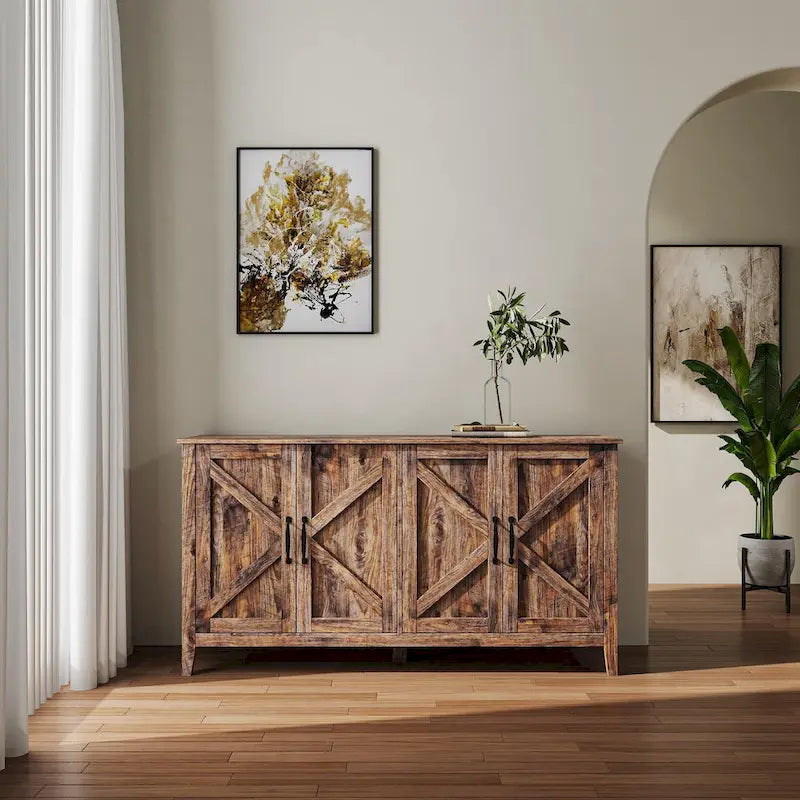 59 Freestanding Storage Cabinet with 4 Doors Buffet/Sideboard