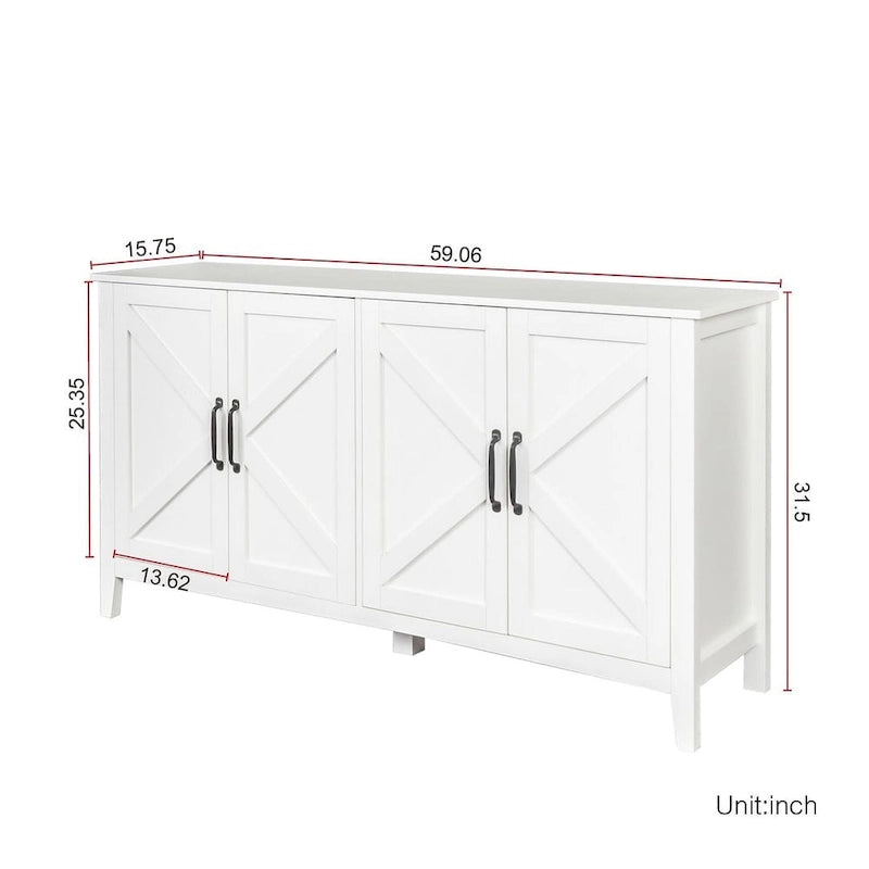 59 Freestanding Storage Cabinet with 4 Doors Buffet/Sideboard