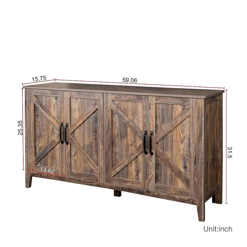 59 Freestanding Storage Cabinet with 4 Doors Buffet/Sideboard