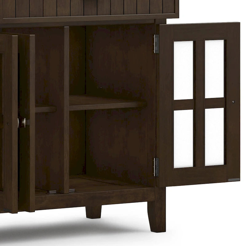 WYNDENHALL Normandy SOLID WOOD 60 inch Wide Rectangle Transitional Large Sideboard Buffet in Brunette Brown
