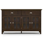 WYNDENHALL Normandy SOLID WOOD 60 inch Wide Rectangle Transitional Large Sideboard Buffet in Brunette Brown
