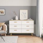 Modern White Oak Storage Solid Wood Drawer Dresser Side Cabinet