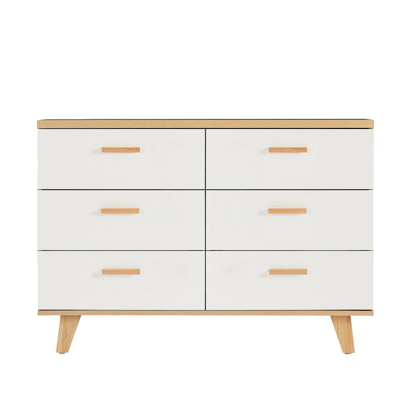 Modern White Oak Storage Solid Wood Drawer Dresser Side Cabinet