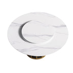 59 White Round Dining Table with Lazy Susan, Sintered Stone Tabletop - N/A