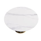 59 White Round Dining Table with Lazy Susan, Sintered Stone Tabletop - N/A