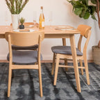 DINING CHAIR beautifully finished wood frame RUBBERWOOD LEGS UPHOLSTERED