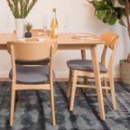 DINING CHAIR beautifully finished wood frame RUBBERWOOD LEGS UPHOLSTERED