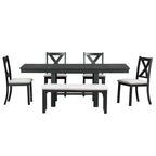 6-Piece Extendable Dining Table Set with 4 Chairs and Bench