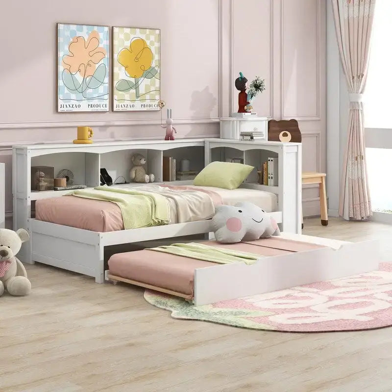 Twin Size Daybed with Trundle, Storage Cabinets and USB Ports