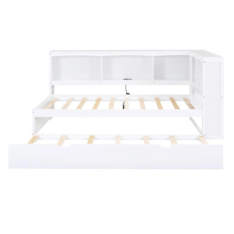 Twin Size Daybed with Trundle, Storage Cabinets and USB Ports