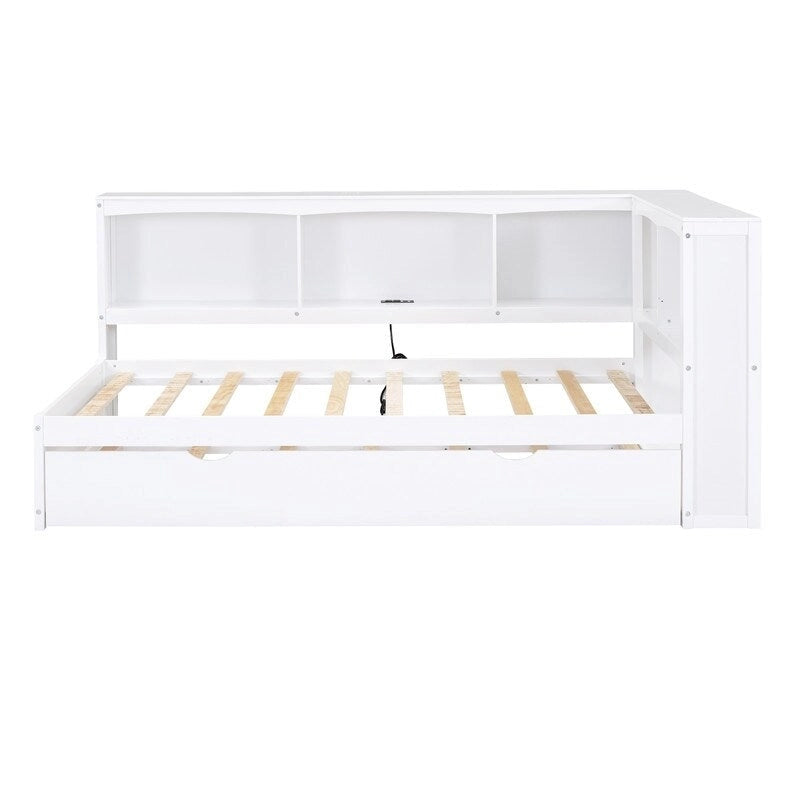 Twin Size Daybed with Trundle, Storage Cabinets and USB Ports
