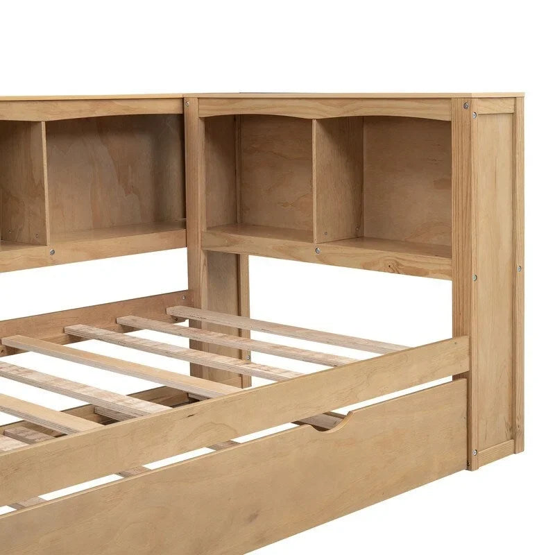 Twin Size Daybed with Trundle, Storage Cabinets and USB Ports