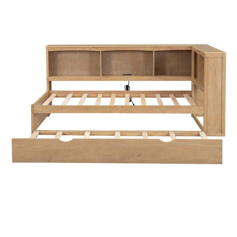 Twin Size Daybed with Trundle, Storage Cabinets and USB Ports