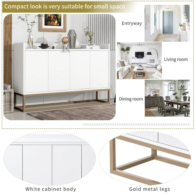 Sideboard Buffet Cabinet with Large Storage Space - 60L x 15.7W x 33.8H