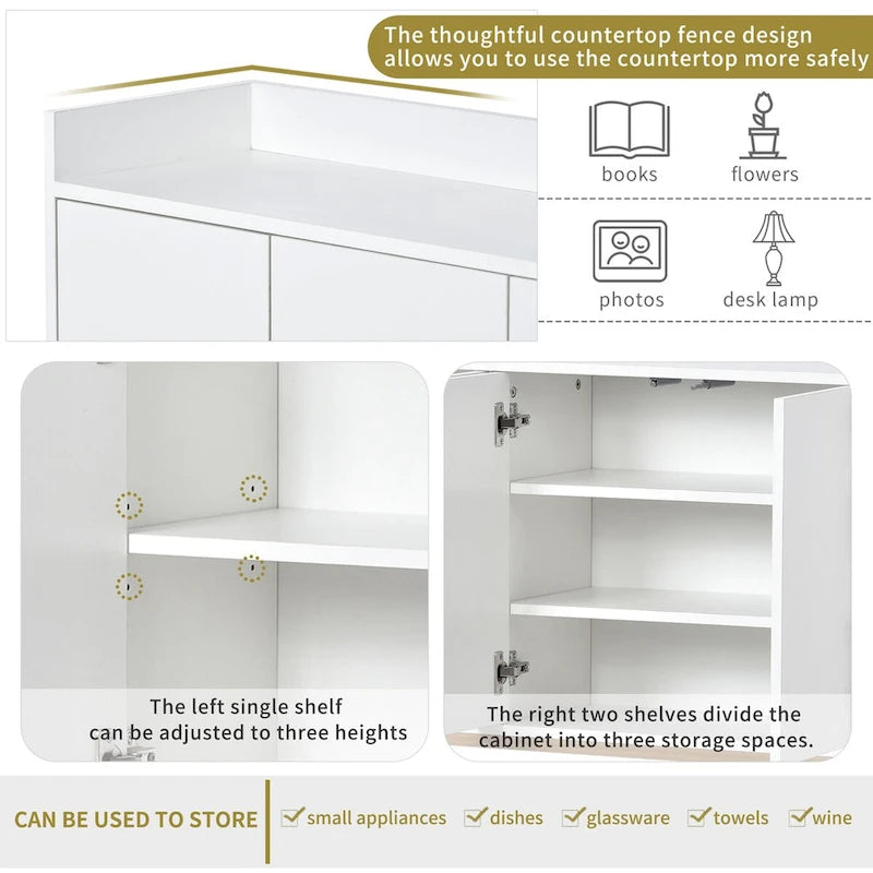 Sideboard Buffet Cabinet with Large Storage Space - 60L x 15.7W x 33.8H