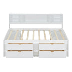 Merax Full Size Wood Daybed with Cabinets, Shelves and 4 Drawers