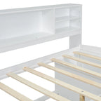 Merax Full Size Wood Daybed with Cabinets, Shelves and 4 Drawers