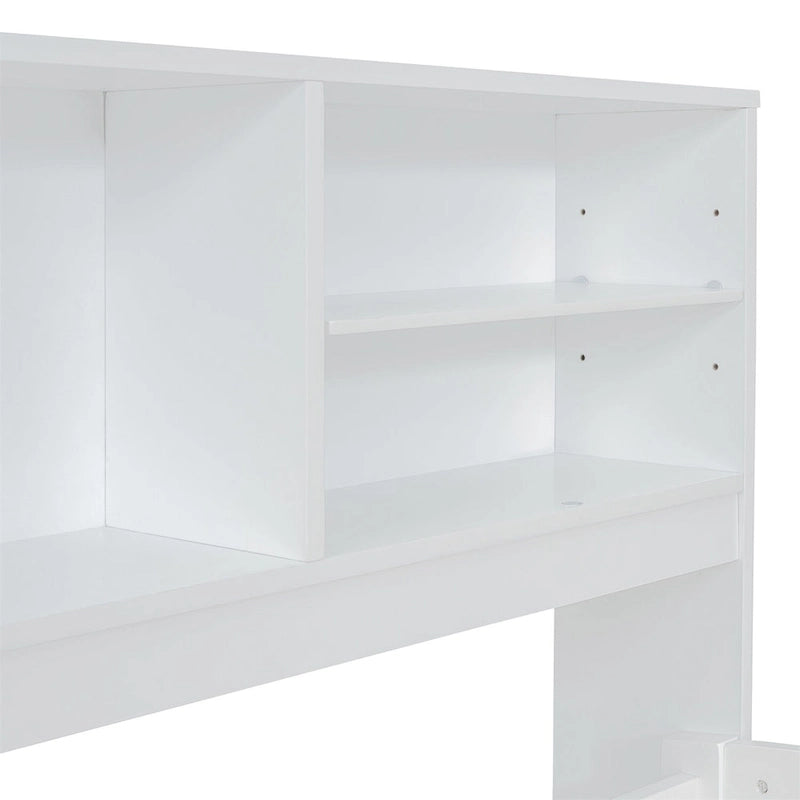 Merax Full Size Wood Daybed with Cabinets, Shelves and 4 Drawers