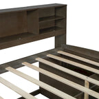 Merax Full Size Wood Daybed with Cabinets, Shelves and 4 Drawers