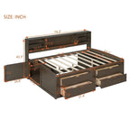 Merax Full Size Wood Daybed with Cabinets, Shelves and 4 Drawers