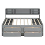 Merax Full Size Wood Daybed with Cabinets, Shelves and 4 Drawers