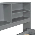 Merax Full Size Wood Daybed with Cabinets, Shelves and 4 Drawers