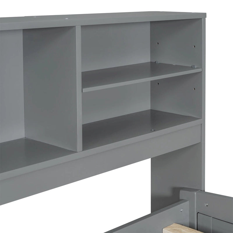 Merax Full Size Wood Daybed with Cabinets, Shelves and 4 Drawers