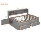 Merax Full Size Wood Daybed with Cabinets, Shelves and 4 Drawers