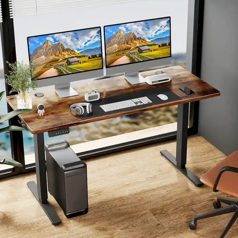 Electric Height Adjustable Standing Desk,Sit to Stand Ergonomic Computer Desk,Black,55 x 24