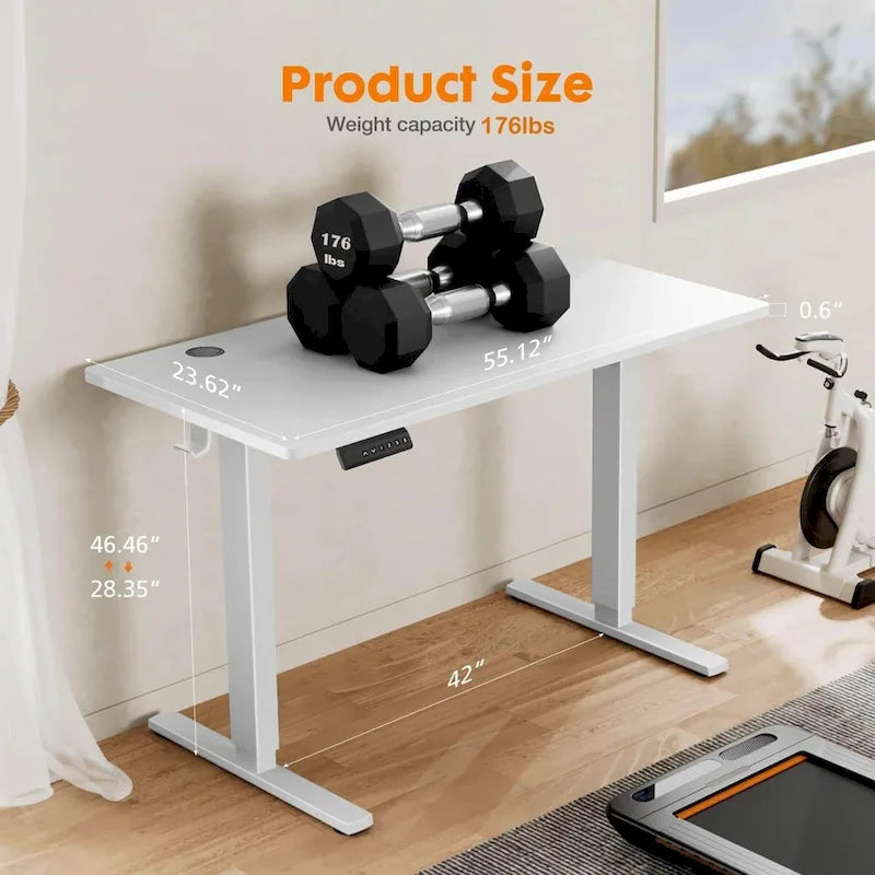 Electric Height Adjustable Standing Desk,Sit to Stand Ergonomic Computer Desk,Black,55 x 24