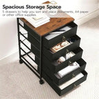 5-Drawer Chest File Cabinet - 15.7D x 15.7W x 25.7H