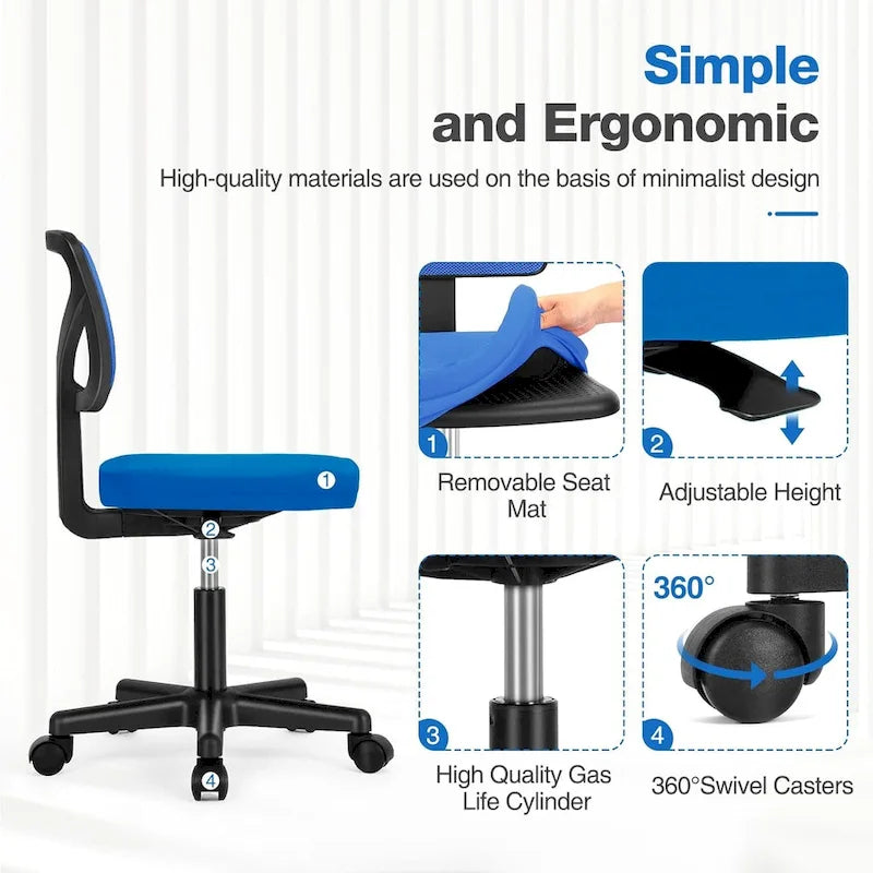 Comfy PU Leather Upholstered Office Chair, Home Desk Chair with Arms & Adjustable Swivel