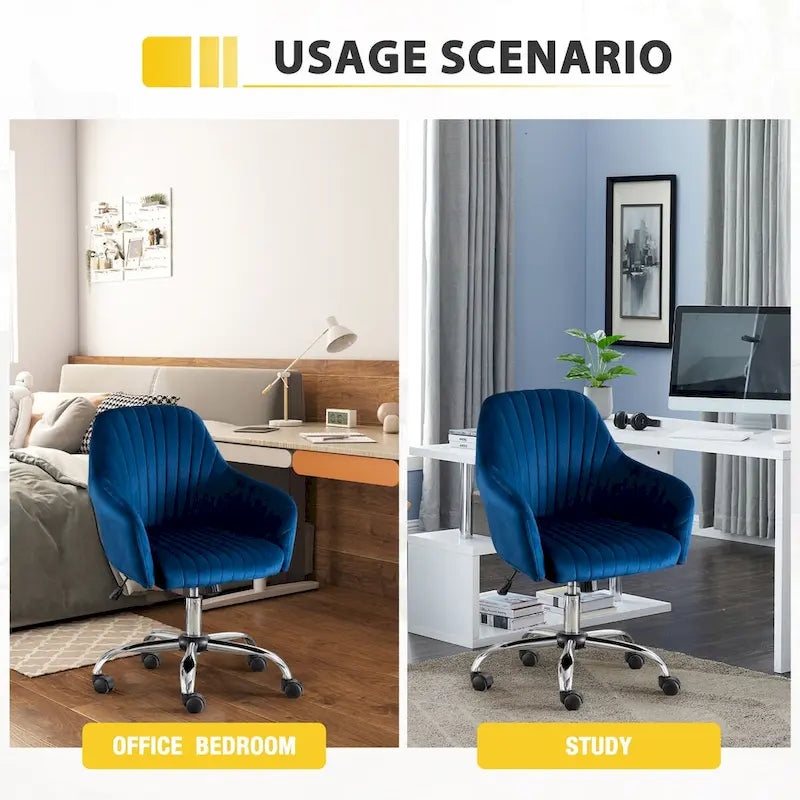 Accent chair Modern home office leisure chair with adjustable velvet height and adjustable casters