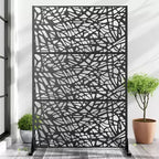 PexFix 72 in. x 47 in. Outdoor Metal Privacy Screen Garden Fence in Web Pattern in Black