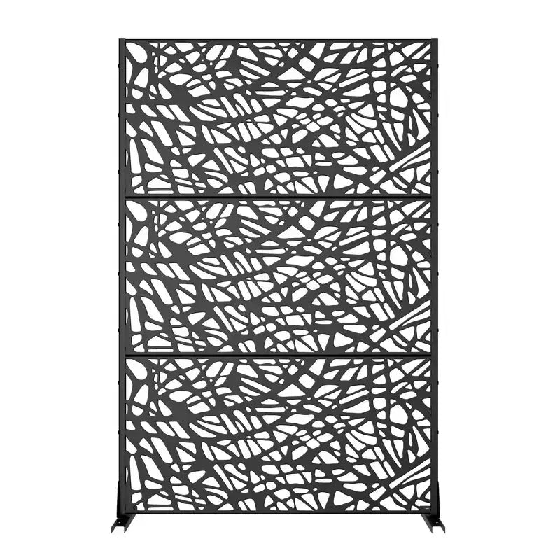 PexFix 72 in. x 47 in. Outdoor Metal Privacy Screen Garden Fence in Web Pattern in Black