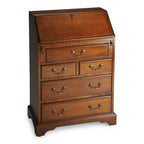 26 Brown Rubberwood Wood Secretary Desk With Five Drawers