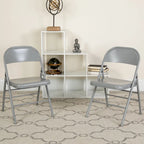 4 Pack Triple Braced & Double Hinged Metal Folding Chair