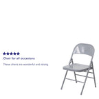4 Pack Triple Braced & Double Hinged Metal Folding Chair