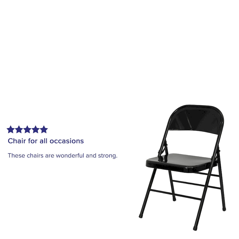 4 Pack Triple Braced & Double Hinged Metal Folding Chair