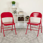 4 Pack Triple Braced & Double Hinged Metal Folding Chair