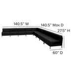 9 Piece LeatherSoft Modular Sectional Configuration - Stainless Steel Legs - 140.5W x 28.75 - 140.5D x 27.5H