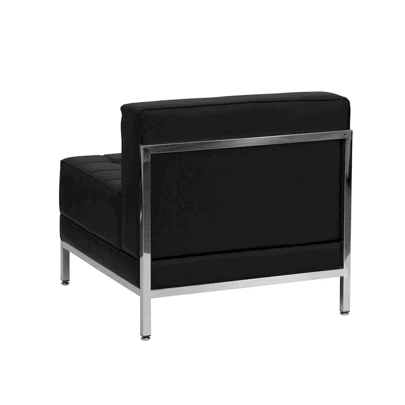 9 Piece LeatherSoft Modular Sectional Configuration - Stainless Steel Legs - 140.5W x 28.75 - 140.5D x 27.5H