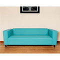 HomeRoots 84 Teal Blue Faux Leather Sofa With Black Legs - 84