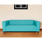 HomeRoots 84 Teal Blue Faux Leather Sofa With Black Legs - 84