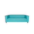 HomeRoots 84 Teal Blue Faux Leather Sofa With Black Legs - 84