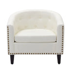 PU Leather Tufted Barrel ChairTub Chair for Living Room Bedroom Club Chairs