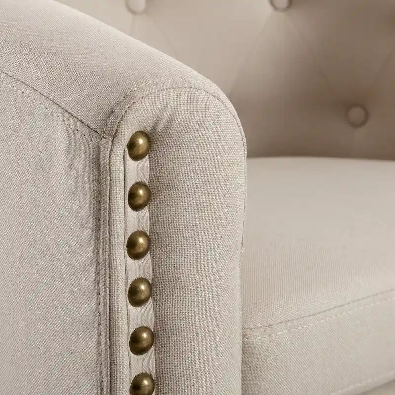 PU Leather Tufted Barrel ChairTub Chair for Living Room Bedroom Club Chairs